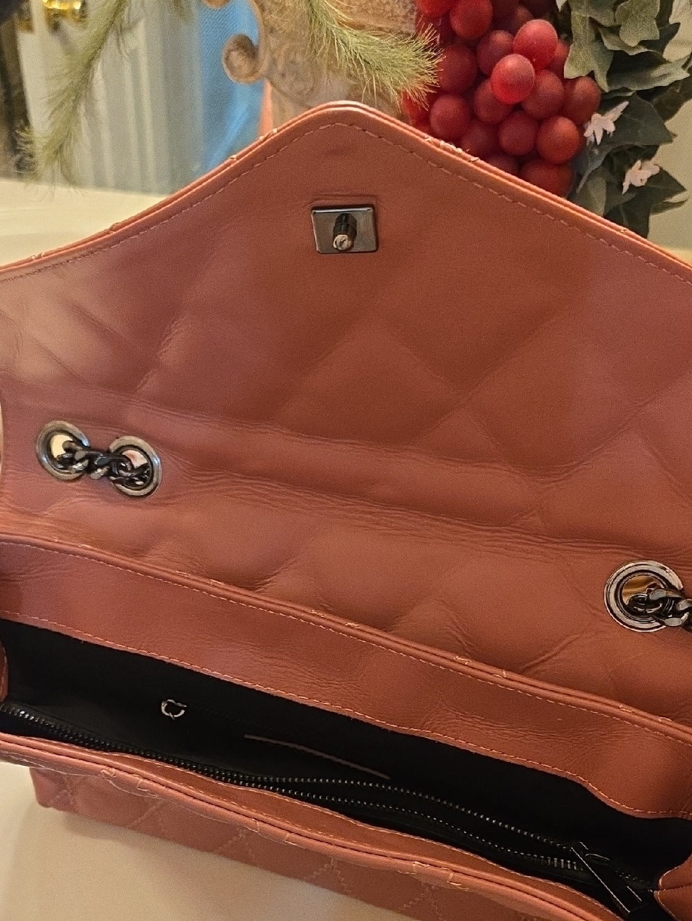Roberta Rossi Nice Pink Quilted Shoulder Bag with Chain Detailing 15.5Wx9H - Picture 11 of 16